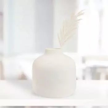Новая керамическая «Белая круглая цилиндрическая ваза» 5 дюймов — набор из 1 шт. | Декоративная круглая ваза для сухоцветов и пампасной травы Вазы для домашнего декора,