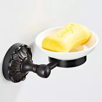 Новая керамическая мыльница с цветочным каркасом, настенная мыльница для ванной комнаты, медная, ананасовая - Single pla чёрный