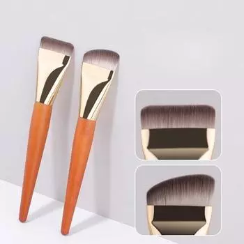Новая кисть для макияжа с деревянной ручкой, плоская головка, ультратонкая безупречная кисть для макияжа с обнаженной кожей, кисть для макияжа с плоской головкой, профессиональный инструмент для макияжа