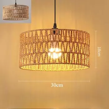 Новая китайская люстра из пеньковой веревки, ручная работа, светодиодные потолочные светильники из ротанга, декоративное освещение для гостиной NO BULB чёрный