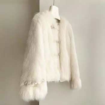 Новая китайская меховая женская зимняя шуба 2024 года из искусственного меха лисы с утолщенным молодым мехом M recommends 80-50kg абрикосовый