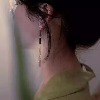 Новая китайская пластинка с благовониями от комаров, зажим для ушей, новый продукт, зеленая шпилька с бамбуковым узлом, кисточка, уникальный древний стиль, элегантные серьги с темпераментом