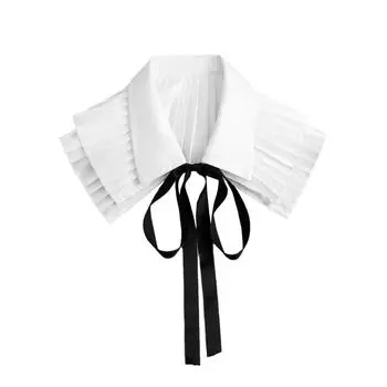 Новая китайская плиссированная женская накидка на шнуровке с защитой от солнца с юбкой и ложным воротником белый