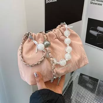 Новая китайская популярная женская сумка 2024 года, новая изысканная маленькая сумка в национальном стиле с бисером, сумка-мессенджер на цепочке, сумка-ведро, счастливая сумка чёрный