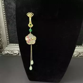 Новая китайская пряжка-чеонгсам с изображением цветка сливы ласточки из нефрита жуйи, свежая женская брошь-пряжка в национальном стиле ханьфу золотой