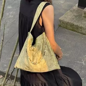 Новая китайская ретро жаккардовая сумка через плечо нишевая бисерная повседневная сумка-тоут универсальная холщовая сумка подмышкой