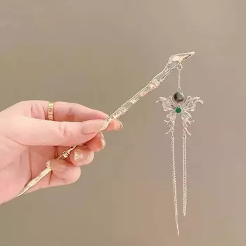 Новая китайская шпилька для волос с кисточкой-бабочкой для женщин, модная металлическая полая палочка для волос, заколка-клипса, украшения для волос