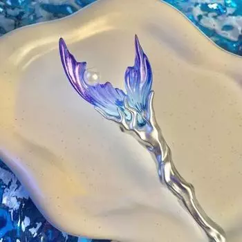 Новая китайская шпилька для волос в стиле «рыбий хвост» синего цвета для женщин, с жемчужной кисточкой, для ролевых игр в ханфу, роскошные ювелирные аксессуары