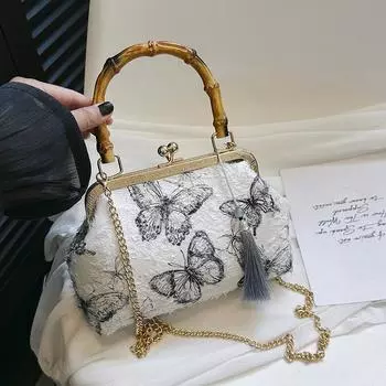 Новая китайская сумка ципао, женская модная сумочка, элегантная классическая банкетная, для вечеринок, с узором в виде бабочек