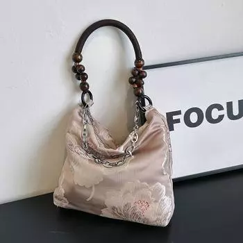 Новая китайская сумка-ведро с бисером, женская, летняя, 2024 года, сумка-мессенджер с цепочкой и текстурой для поездок на работу и обратно розовый