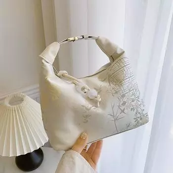 Новая китайская сумка женская 2024 новая летняя сумка для переноски в национальном стиле нишевая повседневная сумка-мессенджер через плечо бежевый