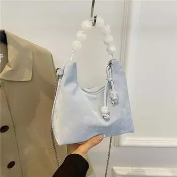 Новая китайская сумка женская летняя новая ручная сумка с вышитыми жемчужинами, модная тенденция, универсальная сумка через плечо белый