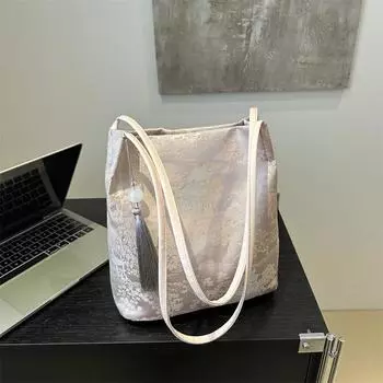 Новая китайская сумочка, новая красивая сумка через плечо для женщин, персонализированная повседневная женская ручная сумка-ведро с текстурой