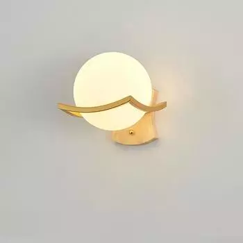 Новая классическая деревянная светодиодная настенная лампа-луна с круглым стеклянным абажуром, современный минималистский настенный светильник для спальни и лестницы 110 В 220 В No bulb