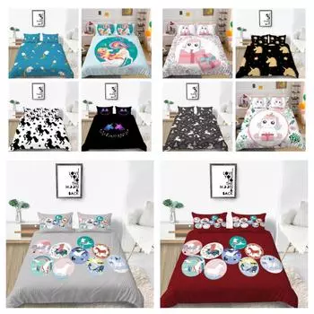 Новая классическая домашняя постельная одежда с 3D принтом единорога, постельное белье, пододеяльник, комплект постельного белья, наволочка из микрофибры, теплая UK Single 135x200cm