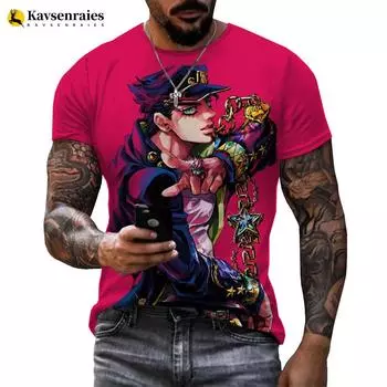Новая классическая футболка JoJo Bizarre Adven для мужчин и женщин, модная футболка с 3D принтом, уличная одежда в стиле хип-хоп, повседневные летние топы 6XL XXXXXXL