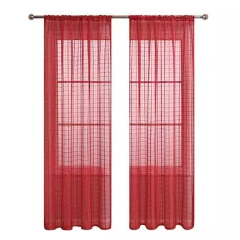 Новая клетчатая 2-панельная прозрачная занавеска с карманом для штанги 40X200cmX2pcs белый
