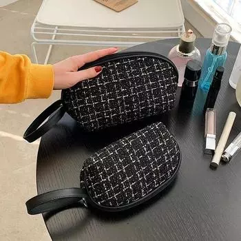 Новая клетчатая косметичка в виде ласточки, модная ручная кладь, дорожная сумка для стирки, косметички, помада, деньги, сумки для хранения мобильных телефонов S темно-коричневого