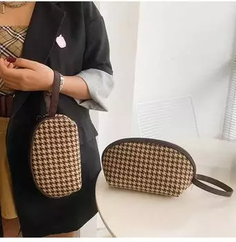 Новая клетчатая косметичка в виде ласточки, модная ручная кладь, дорожная сумка для стирки, косметички, помада, деньги, сумки для хранения мобильных телефонов S темно-коричневого