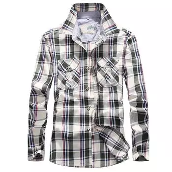 Новая клетчатая рубашка с длинными рукавами, мужская рубашка с лацканами из чистого хлопка, повседневная мужская рубашка на весну и осень, базовая подкладка для мужчин S