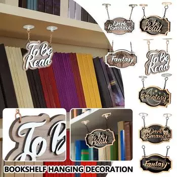 Новая книжная полка для чтения, подвесное украшение, книжная полка, подвесное украшение, библиотечное украшение из темного дерева One Size