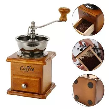 Новая кофемолка, винтажная ретро-ручная рукоятка, деревянная металлическая мельница для трав, мельница для специй