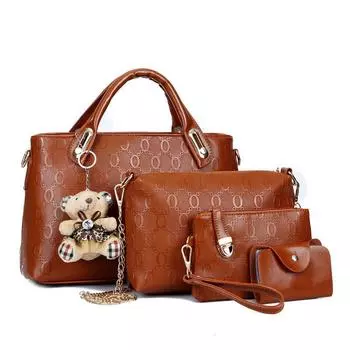 Новая коллекция 2025 года, набор из 4 вложенных сумок в европейском и американском стиле, вместительная сумка через плечо для поездок на работу жёлтый