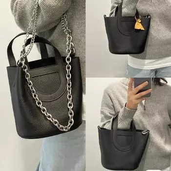 / Новая коллекция: Niche Cowhide High-end сумка через плечо на одно плечо с корзиной для овощей и фруктов, женская сумка-ведро для воды 22x18x12.5CM аэро