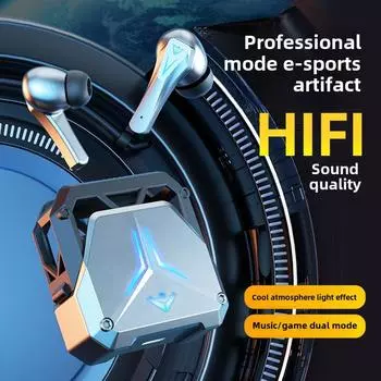 Новая конкурентоспособная Bluetooth-гарнитура Mecha Wind Power для беспроводных игр с низкой задержкой и длительным сроком службы батареи серый