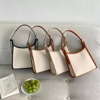 Новая контрастная холщовая сумка в стиле ретро, дизайнерские женские сумки и модные универсальные сумки для подмышек