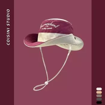 новая контрастная шляпа рыбака детская весенне-летняя вышитая шляпа для альпинизма и рыбалки солнцезащитный козырек защита от солнца ковбойская шляпа в стиле вестерн M56-58cm зелёный