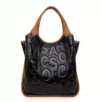 Новая контрастная женская сумка, модная и атмосферная сумка из коровьей кожи с буквенным принтом
