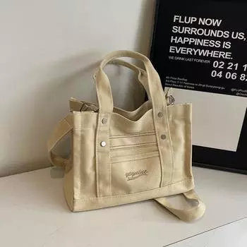 Новая корейская многоцветная холщовая сумка-тоут для женщин, литературная сумка через плечо, универсальная сумка для переноски ланч-боксов, сумка Bento