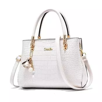 Новая корейская сумка Большая сумка Атмосферная сумка для женщин среднего возраста Простая и универсальная сумка через плечо белый