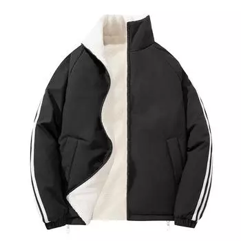 Новая корейская версия двухсторонней хлопчатобумажной одежды для мужчин и женщин. Зимние утепленные куртки из овечьей шерсти и бархата. S