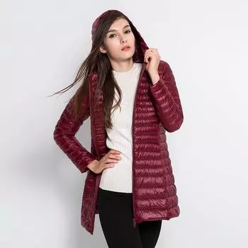 Новая корейская версия, легкий пуховик, женская куртка средней длины с капюшоном, приталенная куртка большого размера S
