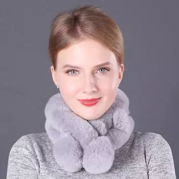 Новая корейская версия шарфа из меха кролика, женский зимний теплый утолщенный двухтрубный шарф из меха кролика Рекс ци 60-80cm
