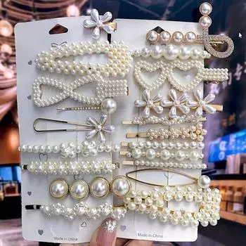 Новая корейская заколка для волос с жемчугом для женщин и девочек, заколка для волос с геометрическим рисунком, заколки с плетеным жемчугом, боковой зажим, головные уборы, модные аксессуары для волос жженая сиена