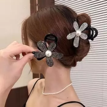 Новая корейская заколка для волос со стразами, элегантные черные заколки для волос в виде крабов, женские головные уборы, аксессуары для волос, заколки для волос с хвостиком шампанского