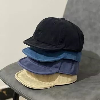 Новая короткая кепка Harajuku для женщин на осень и зиму, простая кепка из хлопка с надписью, повседневная, для молодых пар, с обратным краем Adjustable синий