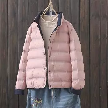 Новая короткая куртка-пуховик с воротником-стойкой, женская двухсторонняя одежда, корейская версия модной зимней одежды, маленькая куртка, корейская версия M чёрный