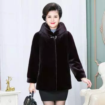 Новая короткая шуба для женщин среднего и пожилого возраста, топ из искусственного меха норки для мам, мех норки, мех норки, мех норки 6XL
