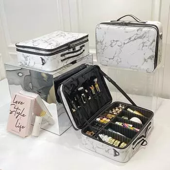 Новая косметичка большого размера, большая вместимость, водонепроницаемый чехол из искусственной кожи для путешествий, косметичка для хранения красоты, чехол для макияжа
