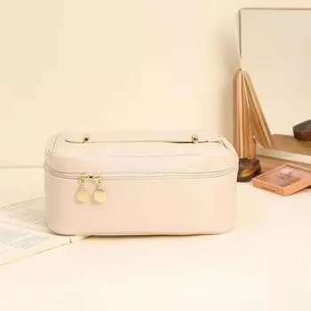 Новая косметичка High Beauty с большой вместимостью в стиле Instagram, косметичка для хранения, винтажная квадратная ручная сумка из искусственной кожи 24x17x11cm розовый