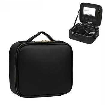 Новая косметичка из искусственной кожи с зеркалом, большая вместимость, портативная сумка на одно плечо, инструменты для татуировок, косметический чехол для женщин