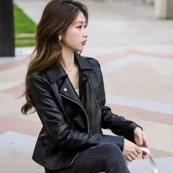 Новая кожаная куртка для мотоцикла, облегающая, маленькая куртка в стиле панк XS