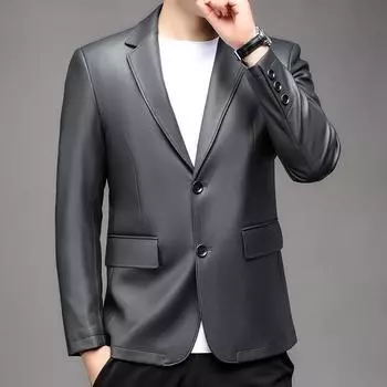 Новая кожаная куртка для мужчин на осень и зиму, мягкая кожаная куртка с воротником, повседневная кожаная куртка на двух пуговицах для мужчин среднего и молодого возраста 170