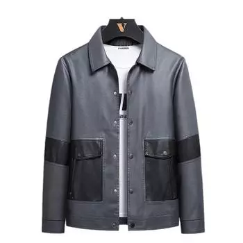 Новая кожаная куртка, мужская мягкая кожа, свободная, бархатная, утолщенная, толстяк, большие размеры, мотоциклетная зимняя кожаная куртка M