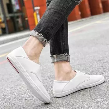 Новая кожаная мужская повседневная обувь большого размера, мужская стильная обувь ручной работы, удобные мужские дышащие мужские кроссовки, обувь из коровьей кожи 36 белый