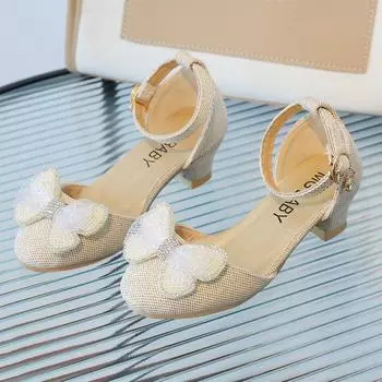 Новая кожаная обувь Весенняя мода Универсальная обувь для девочек Мягкая противоскользящая Изысканная детская обувь Блестящая обувь принцессы Средний Большой ребенок 26insole17.5cm золотой